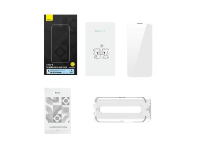 Baseus Full Screen Tempered Glass for iPhone 14 Pro Max with Speaker Cover 0.4mm + Mounting Kit
