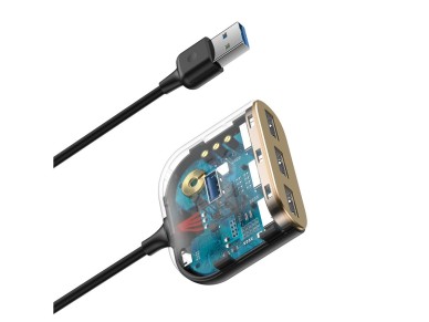 Adaptador Baseus HUB Square USB 3.0 a 4x USB negro
