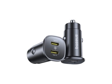 Carregador de carro Baseus GoTrip 2 x USB-C 30 W - Preto