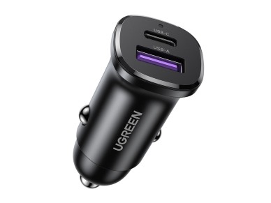 Ugreen EC305 25845 car charger USB-C USB-A 30W - black