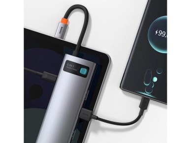 Baseus Metal Gleam 8in1 USB-C - USB-C PD 100W HUB 1x HDMI 4K 30Hz 1x SD and microSD card reader 3x U Baseus Metal Gleam 8in1 USB-C - USB-C PD 100W HUB 1x HDMI 4K 30Hz 1x SD and microSD card reader 3x U