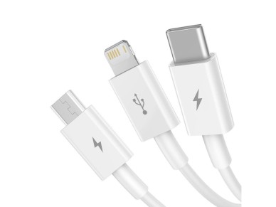 Baseus Superior 3in1 USB Cable - Lightning / USB Type C / Micro USB 3.5 A 1.5 m White (CAMLTYS-02)