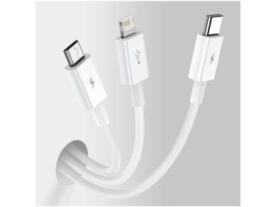 Baseus Superior 3in1 USB Cable - Lightning / USB Type C / Micro USB 3.5 A 1.5 m White (CAMLTYS-02)