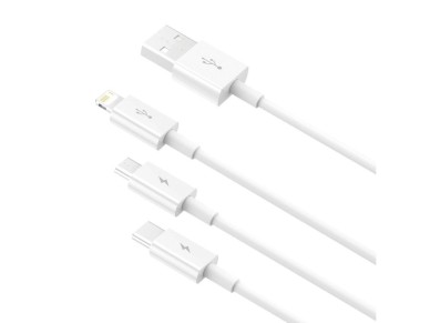 Baseus Superior 3in1 USB Cable - Lightning / USB Type C / Micro USB 3.5 A 1.5 m White (CAMLTYS-02)