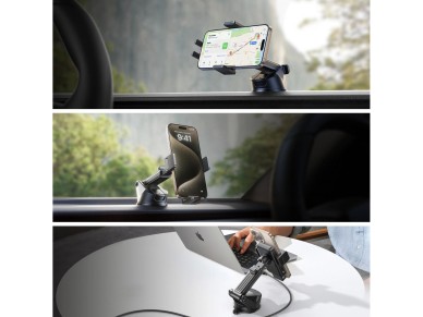 Joyroom JR-ZS241S car mount with inductive charger for dashboard - black