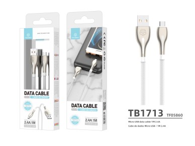 Metal Techancy USB-Micro data cable, TB1765, 1 m, 2.4 A, gray