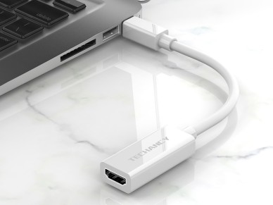 Adaptador de vdeo Techancy Mini DP para HDTV, TL7337, transmisso 2K HD, branco