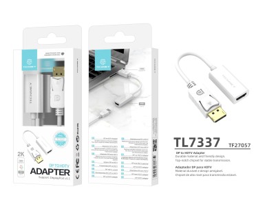 Techancy DP to HDTV Video Adapter, TL7337, 2K HD Streaming, White