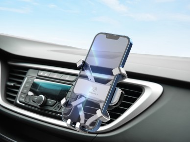 Techancy Universal Mobile Phone Holder, Gravity Lock, TI2250, Silver