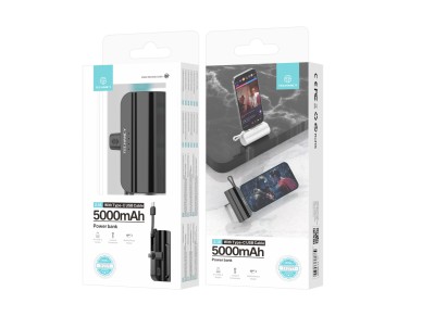 Techancy 5000mAh Portable Charger, TF2777, 2-in-1 iP+Type-c Charging Cable with Phone Holder, Black Techancy 5000mAh Portable Charger, TF2777, 2-in-1 iP+Type-c Charging Cable with Phone Holder, Black