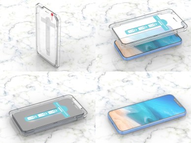 Protector de pantalla de vidrio templado Techancy con funda antipolvo para una instalacin rpida, s