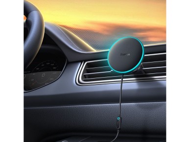 Cargador de coche inductivo MagSafe USB C de 15 W y 25 W Baseus CW01 (negro)