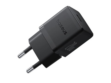 Baseus Palm 1C 20W Wall Charger (with Baseus Mini White USB-C 60W (20V/3A) 1m Cable) - Black Baseus Palm 1C 20W Wall Charger (with Baseus Mini White USB-C 60W (20V/3A) 1m Cable) - Black
