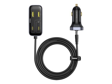 Baseus BackseatPal L1 110W Car Charger 3 x USB-A + 3 x USB-C with 1.5m Extension Cable - Black
