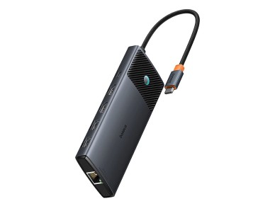 Baseus Metal Gleam II 10 em 1 HDMI USB-A USB-C RJ45 SD/TF Hub - Cinza