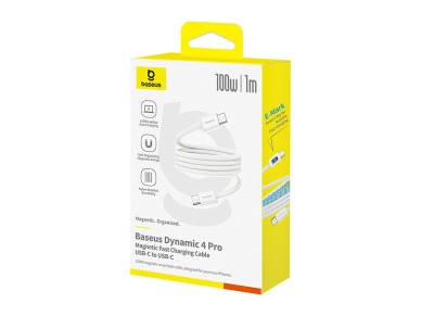Baseus Dynamic 4 Pro 100W USB-C - Cabo Magntico USB-C 1m - Branco