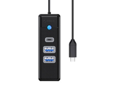 Orico Hub USB-C para 2x USB 3.0 + USB-C, 5 Gbps, 0,15 m (Preto)