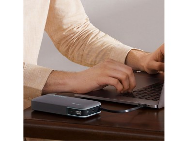 Cuktech CUKP200NGLDG 55W 20000mAh Powerbank with Built-in USB-C Cable - Gray