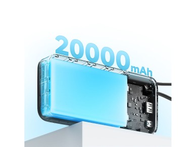 Cuktech CUKP200NGLDG 55W 20000mAh Powerbank with Built-in USB-C Cable - Gray