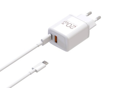 Techancy Rapid Charger 20W PD3.0 Dual Port USB-C+USB-A Cable 1m 60W For iPhone/Samsung/Tablet Safe a Techancy Rapid Charger 20W PD3.0 Dual Port USB-C+USB-A Cable 1m 60W For iPhone/Samsung/Tablet Safe a