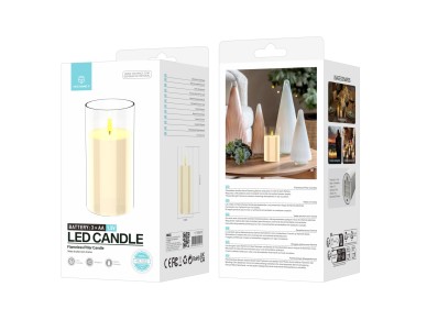 Techancy Vela LED ML1052 Sem Chama Pilar Copo Transparente Realista Decoracao Natal Casamento Festa 