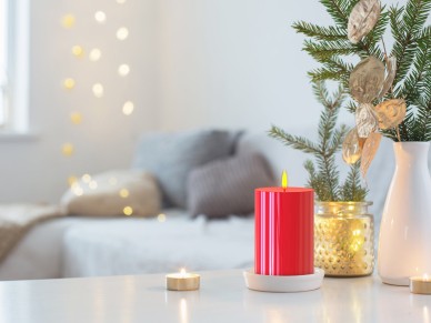 Techancy Vela LED ML1053 Sem Chama Pilar Vermelho Realista Chama Tremeluzente Decoracao Natal Casame