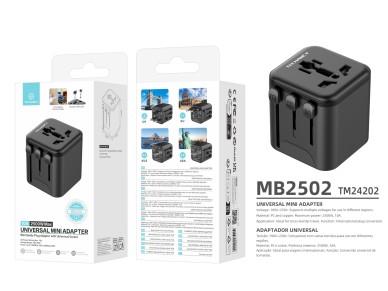 Adaptador de viaje universal Techancy MB2502, convertidor de enchufes internacionales, 2500 W, 10 A,