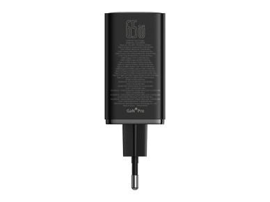 Baseus GaN6 Pro Charger 65W 2 x USB-C 2 x USB-A with Black USB-C Cable 100W 1m - Black