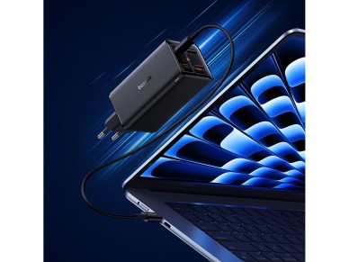 Baseus GaN6 Pro Charger 100W 2 x USB-C 2 x USB-A with Black USB-C Cable 100W 1m - Black