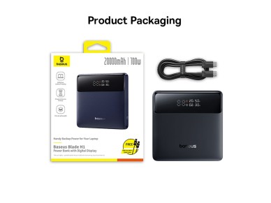 Baseus Blade H1 20000mAh 100W Powerbank with Display - Black