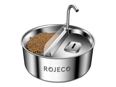 Stainless Steel Pet Water fountain & Feeder 2in1 3.2l Rojeco Stainless Steel Pet Water fountain & Feeder 2in1 3.2l Rojeco