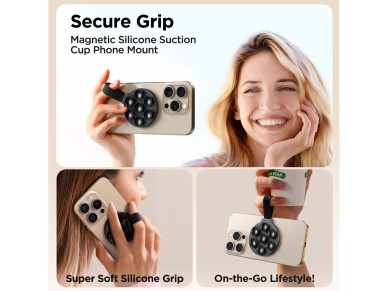 Joyroom JR-ZS393 magnetic phone holder with suction cups - black