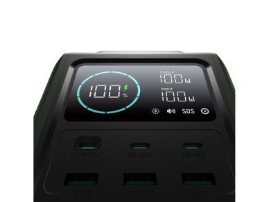 Batera externa Joyroom JR-PBF10 de 75000 mAh y 100 W con 3 puertos USB-C y 3 puertos USB-A, lintern