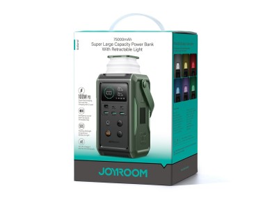 Batera externa Joyroom JR-PBF10 de 75000 mAh y 100 W con 3 puertos USB-C y 3 puertos USB-A, lintern