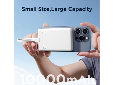 Batera externa magntica Joyroom JR-PBM01 de 10000 mAh y 20 W con soporte + cable Lightning - USB-C