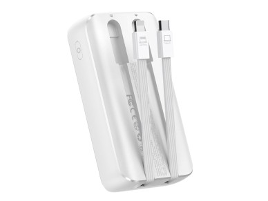 Mini batera externa con cables integrados Joyroom JR-PBC06 30W 10000mAh - blanca