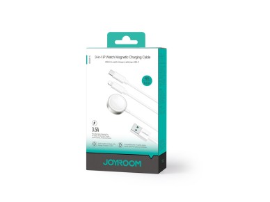 Cargador magntico Joyroom S-IW008 3 en 1 USB-A - Lightning/USB-C 1,2 m - blanco