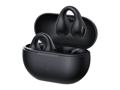 Fones de ouvido sem fio Baseus Bass 15 Clip OWS com cabo Baseus Simple USB-C 3A de 30 cm - Preto