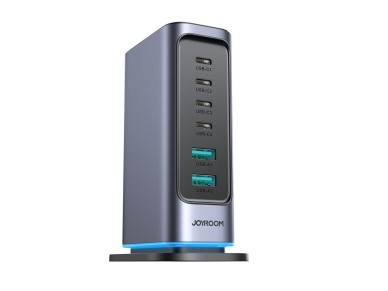 Estacin de carga Joyroom JR-TCM02 GaN de 65 W con 4 puertos USB-C y 2 USB-A, enchufe britnico, col