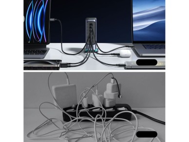 Estacin de carga Joyroom JR-TCM02 GaN de 65 W con 4 puertos USB-C y 2 USB-A, enchufe britnico, col