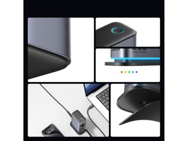 Estacin de carga Joyroom JR-TCM02 GaN de 65 W con 4 puertos USB-C y 2 USB-A, enchufe britnico, col