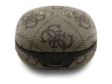 Auriculares inalmbricos Guess 4G Classic con logo metlico y cancelacin de ruido - Marrn