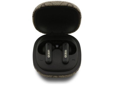 Auriculares inalmbricos Guess 4G Classic con logo metlico y cancelacin de ruido - Marrn