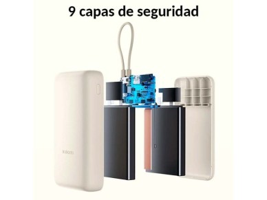 Batera externa de 33 W y 20000 mAh, color beige