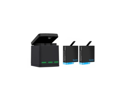 Carregador Telesin Box de trs canais para GoPro Hero 5/6/7/8 + 2 baterias (GP-BNC-801)