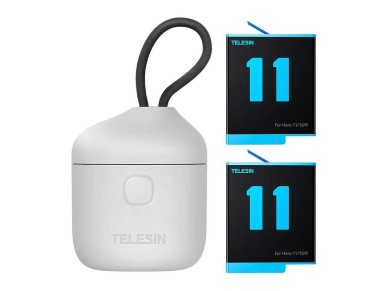 Caixa Telesin Allin com carregador  prova d'gua de 3 slots + 2 baterias para GoPro Hero 12 / 11 / 