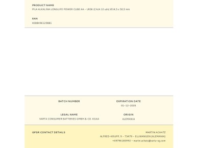 Pilha alkalina longlife power cube aa - lr06 (caixa com 12 unidades) �14,5 x 50,5 mm