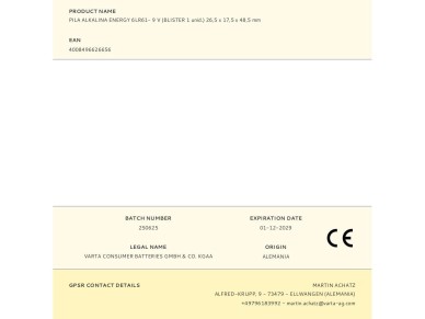 Pilha alcalina energy 9 v, (blister 1 unid.)