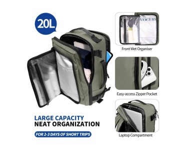 Mochila Tech-Protect Defender S50 para Ryanair y Wizzar, port�til de 20 L - Oliva