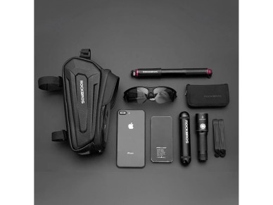 Bolsa de bicicleta Rockbros B68 para quadro blindado com bolso para celular e capa 1,7l - preta